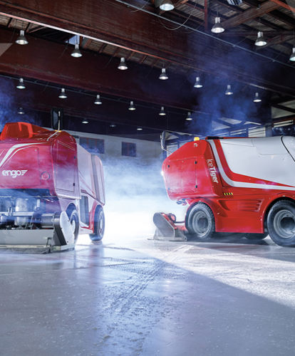 Two ice resurfacers